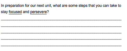 Persevere and stay focused component